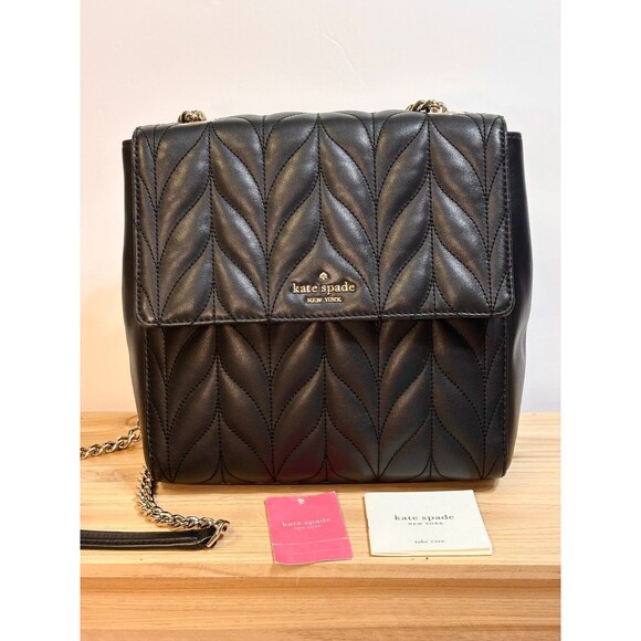 Kate Spade Briar Lane Black Quilted Brayden Crossbody Bag Convertible Backpack - Picture 1 of 16